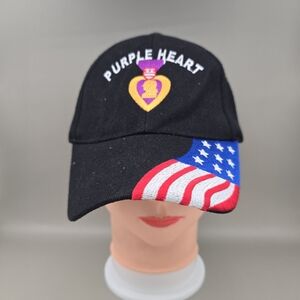 Purple Heart USA American Flag Adjustable Hat